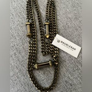 NWT BaubleBar Antique Layered Chain and Smoky Quartz Capsule Necklace